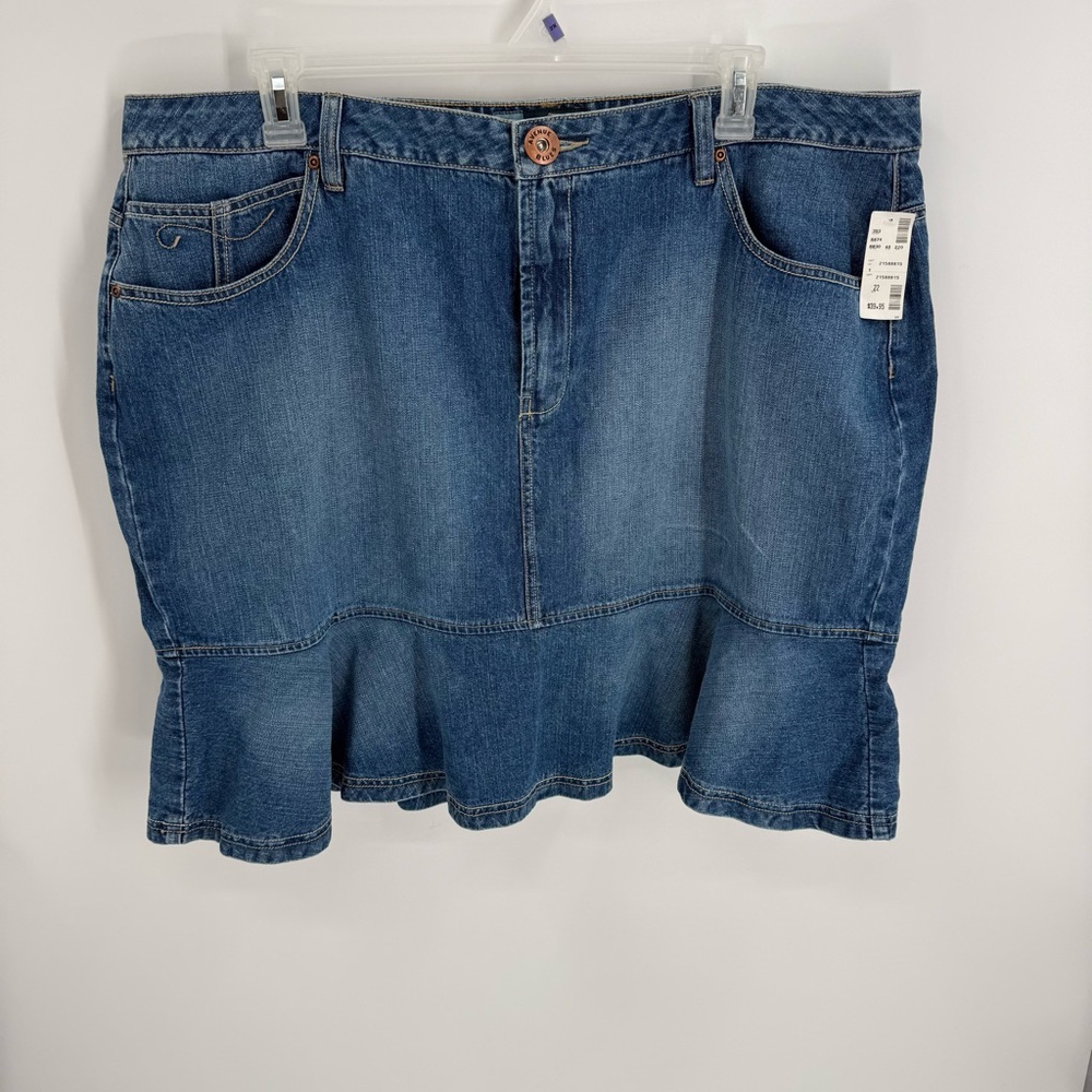 Avenue Blues NWT Tiered Denim Skirt Women's Size 22 Cotton Ruffled Hem Retro - Picture 10 of 10